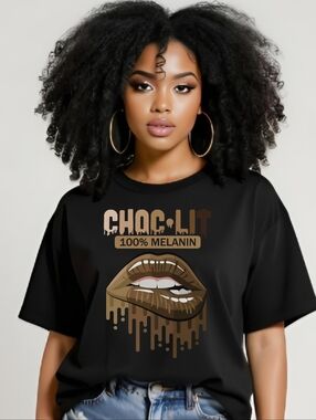 Gildan Black "Choc-Lit 100% Melanin" Graphic Tee